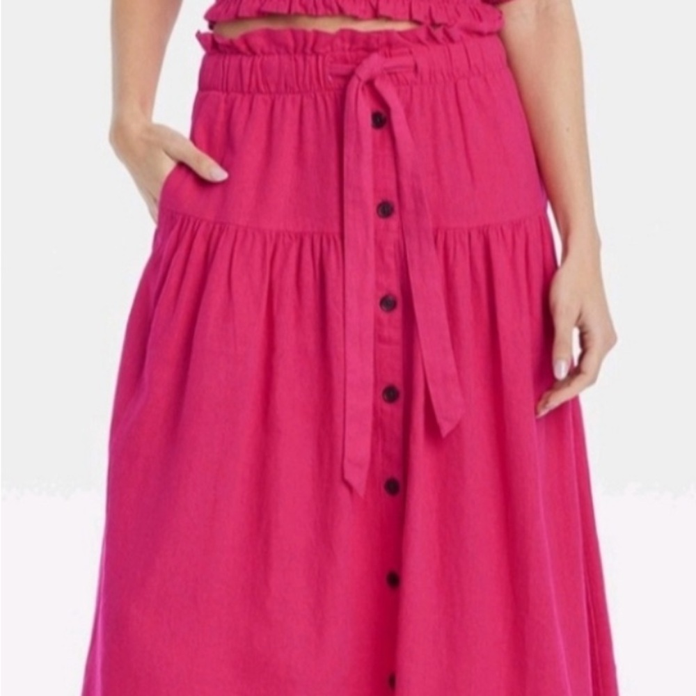 Pink Button-Down Skirt